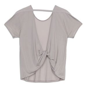 Lululemon Twist And Train Short Sleeve Open Back Shirt 6 Dark Chrome Gray